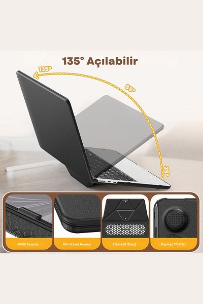 Fuchsia حافظة حماية جلدية فاخرة رفيعة متوافقة مع Apple Macbook Pro مقاس 14 بوصة مع حامل