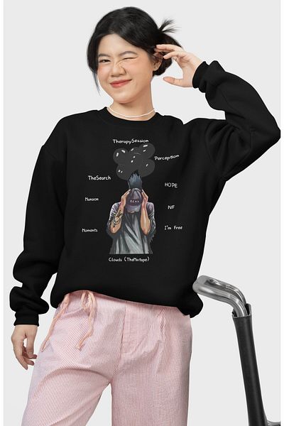 Fuddy Moda Unisex Oversize Rapper Nf Printed Hoodless Crew Neck Sweatshirt