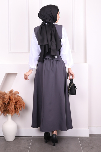 İmajButik Smoked Waist Belt Vest Skirt Suit