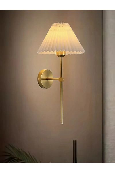 Lambadar Modern Design Fabric Hat Wall Sconce Metal Body Cream Lampshade