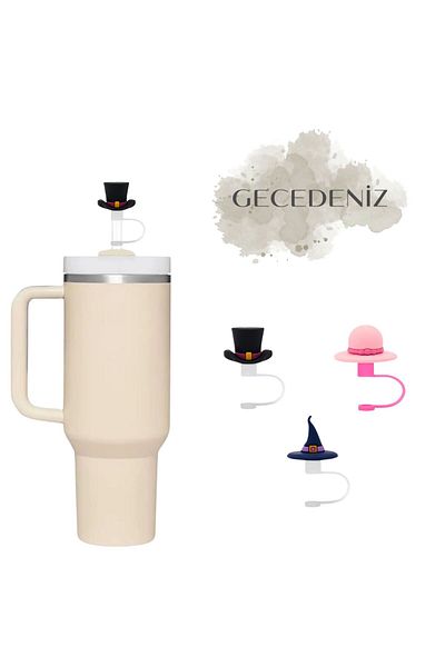GECEDENİZ Straw Stopper Thermos Compatible Three Dimensional Hat