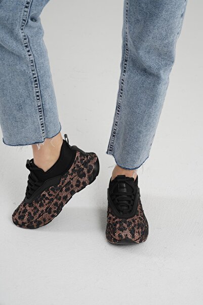 Beyond Dámské tenisky s leopardím vzorem Stone - 4cm BYNDKİ105