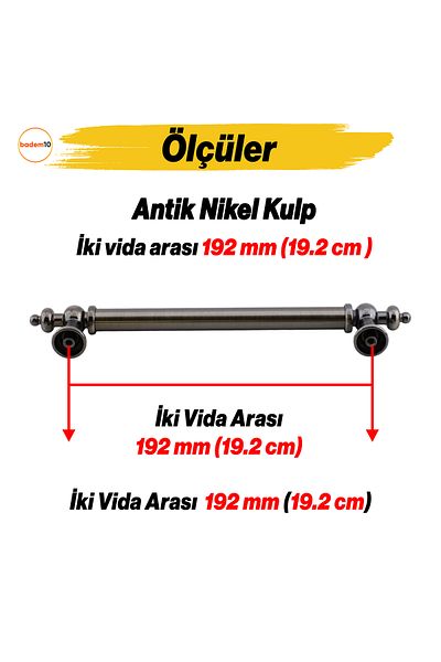 Badem10 Ottomane (192 mm 19,2 cm) Mobilier din metal nichel antic Sertar de bucătărie Dulap dulap Mâner Mâner Mânere