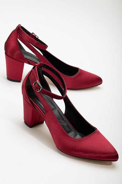 Hayalimdeki Ayakkabı Pantofi de damă cu toc Hero din satin burgundy