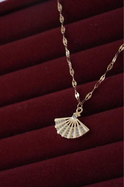 AŞIK ACCESSORIES Vintage Taşlı Yelpaze Kolye