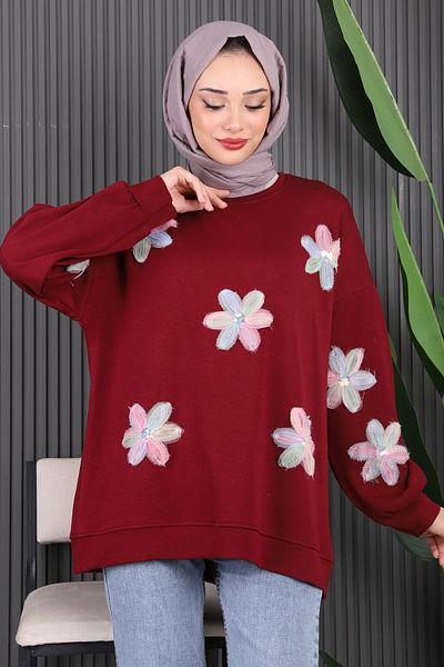 İmajButik Sweat modal floral burgundy