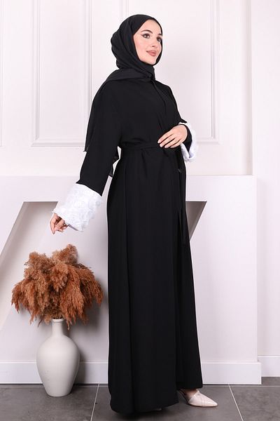 İmajButik Μαύρη λαβή Floral ζώνη Abaya