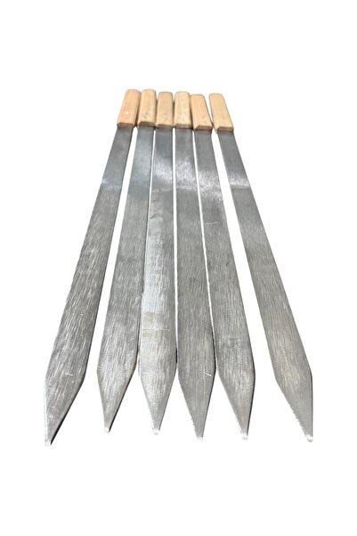 Bilgin Paslanmaz Ahşap saplı paslanmaz Adana kebap şişi 6 lı takım