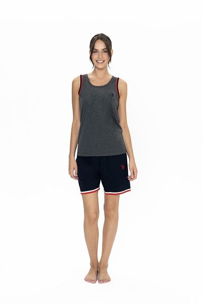 U.S. Polo Assn. Women's U.S. Polo Assn. Anthracite Melage Shorts Suit 20005 Round Neck Strap