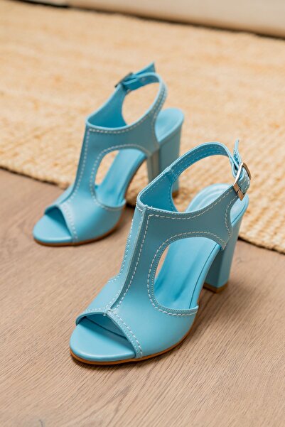 Hayalimdeki Ayakkabı Orisha Turquoise Skin Heeled Women's Shoes
