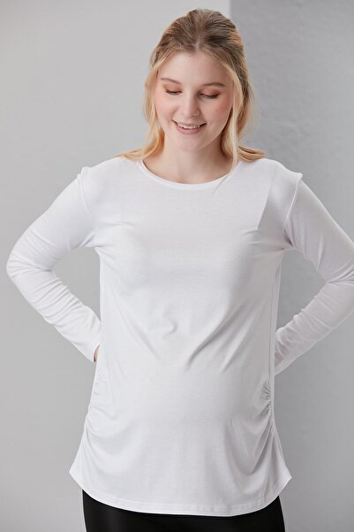 Işşıl 0362-viscose Gusseted Plain Maternity Long Sleeve T-shirt