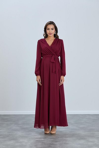 Işşıl IŞIL O7053-Rochie maxi de maternitate pentru baby shower cu eşantă din şifon