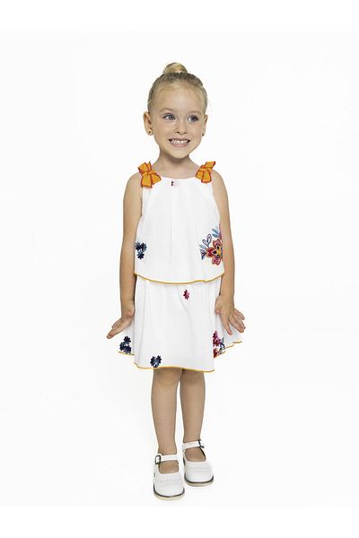 Lia Lea Bg Store فستان أبيض للفتيات الصغيرات