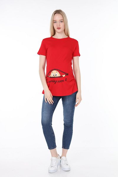 Işşıl 4473-Baby Viscose Maternity Short Sleeve T-shirt Facing from Zipper
