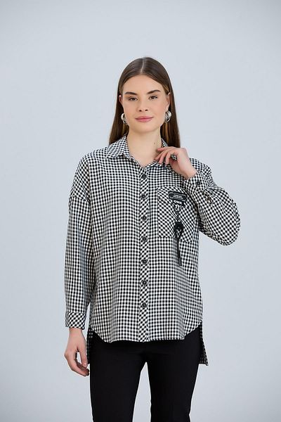 Işşıl IŞIL 11206-Comfortable Fit Sports Pocket Plaid Maternity Shirt