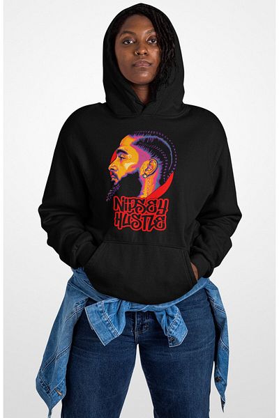 Fuddy Moda Oversize Nipsey Hussle Printed Hooded Sweatshirt, Unisex Rap Music Themed Hoodie