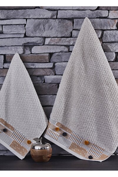 Dantela Код-9821 Бежевий набір рушників для ванної кімнати 50x90/70x140 - жак...