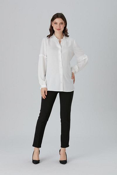 Işşıl B065-khakim Collar Crepe Maternity Shirt
