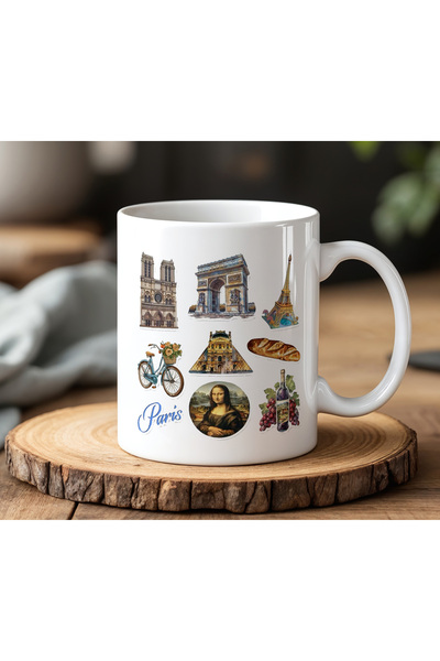 BB TRADE Paris Images Designed White Ceramic Printed Mug Cup 330ml