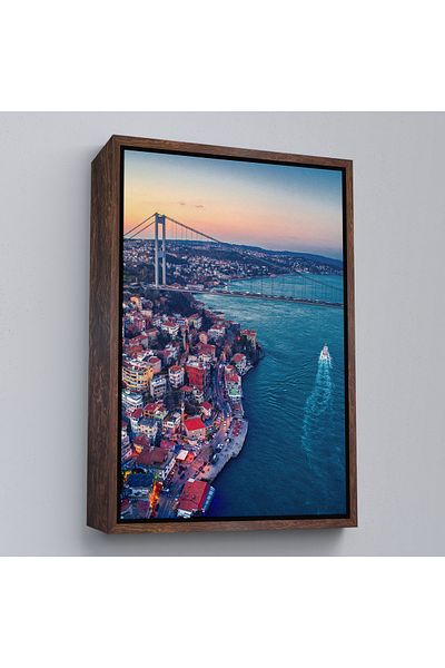 Harita Sepeti Tablou decorativ pe pânză Boğaziçi Bird's Eye cu cadru alb