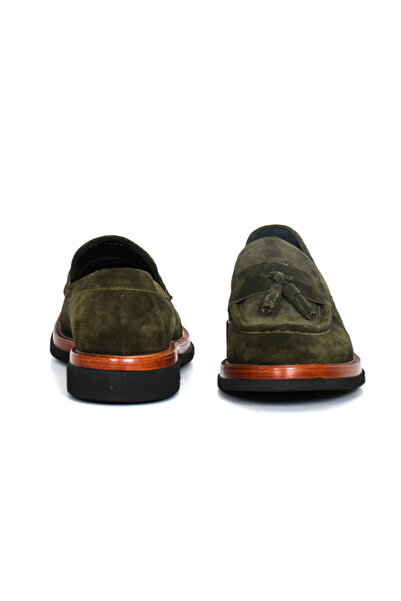 Tuna Hakiki Süet Deri Yeşil Loafer Erkek Ayakkabı EVA Taban- 4025