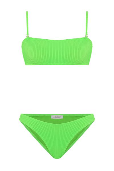 AQUELLA Σετ μπικίνι με υφή Neon Green Strapless