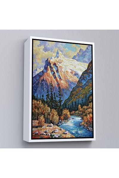 Harita Sepeti Râu Sochi Rusia cu cadru alb Vizualizare pictură în ulei Pictură decorativă pe pânză