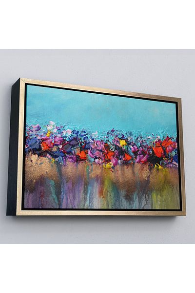 Harita Sepeti Pictură pe pânză Akma Moment de vopsele acrilice colorate cu cadru auriu