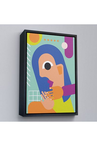 Harita Sepeti Pictură de femeie asiatică iconică Pop Art cu cadru auriu