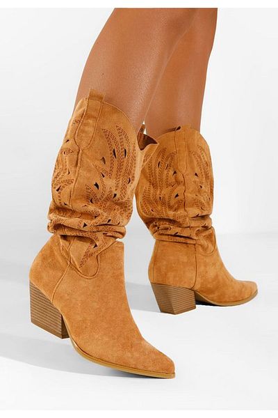 B T Shoes Cizme cowboy damă Indaia camel