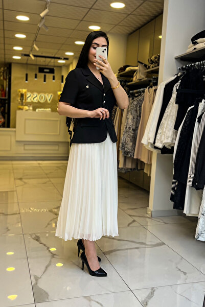 Vosse Ekol Siyah Pileli Ceket Elbise