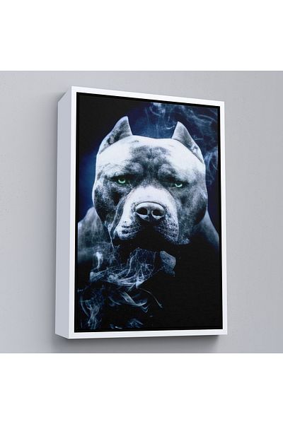 Harita Sepeti Pictură pe pânză pentru câine american Bully cu ochi verzi Pit Bull cu cadru alb