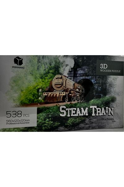 Pershang Ahşap Puzzle Steam Train Machines 3D Pershang Puzzle