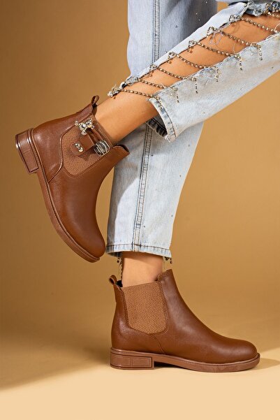 Pembe Potin Kadın Taba Tokalı Fermuarlı Tokalı Günlük Rahat Kalıp İçi Sıcak Astarlı Bot