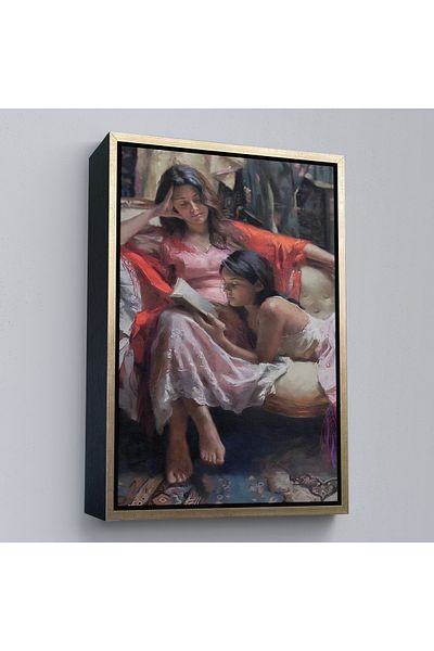 Harita Sepeti Средновековна картина „Майка и дъщеря“ в кафява рамка