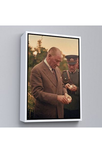 Harita Sepeti Pictură portret Ataturk cu cadru alb Mustafa Kemal Ataturk Pictură decorativă pe pânză dreptunghiulară