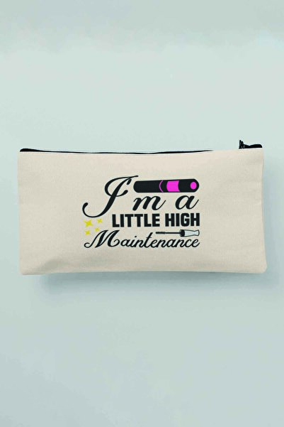 qoeuyl boutique Ім А Little High Maintenance Друкована бежева тканинна космет...