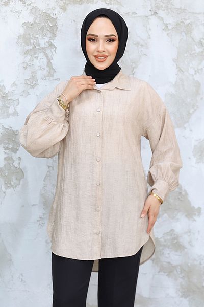 Neva Style تونيك حجاب من فرو المنك بأزرار 10113V