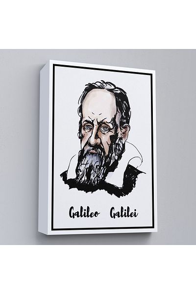 Harita Sepeti Tablou decorativ pe pânză Galileo Galilei cu cadru alb