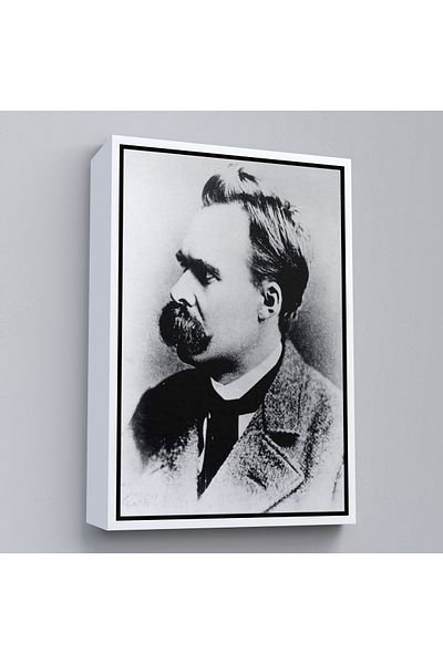 Harita Sepeti Friedrich Nietzsche cu cadru alb, pictură decorativă pe pânză alb-negru