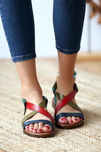 Pembe Potin Multi Sandals Genuine Leather
