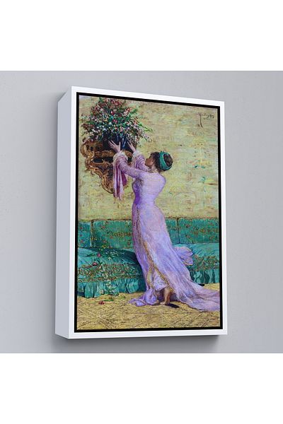 Harita Sepeti Fată cu vază în cadru alb Placă de pânză Osman Hamdi Bey