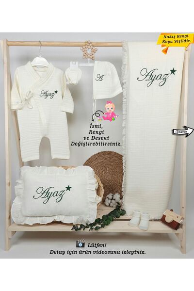 gros shop 4Katlı Müslin 6'li Kimono Bağcıklı %100Pamuk Hastane Çıkışı-Hediye(...