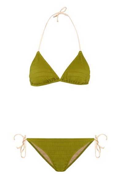 AQUELLA Rubber Braided Oil Green Triangle Bikini Suit