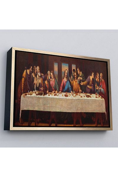 Harita Sepeti Ultima cină de Da Vinci, pictură pe pânză cu cadru auriu