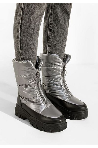 B T Shoes Cizme imblanite dama argintii Beneda