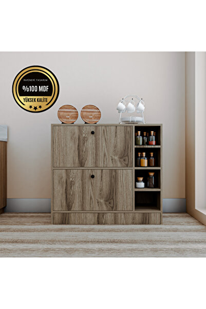 DEKORFİM DF14101BR MDF Kahve Köşesi Kiler Dolabı Çok Amaçlı Dolap Mutfak Dolabı