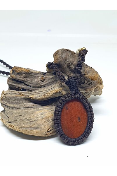 mama india alaçatı Jasper Natural Stone Handmade Macrame Ethnic Necklace No 18