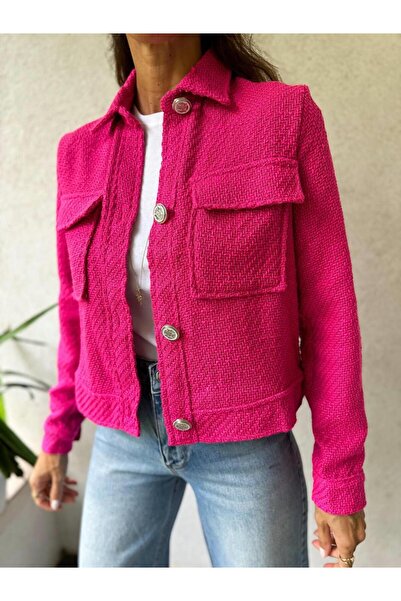 Maldia Shop Kadın Tüvit Kumaş Pembe Gömlek