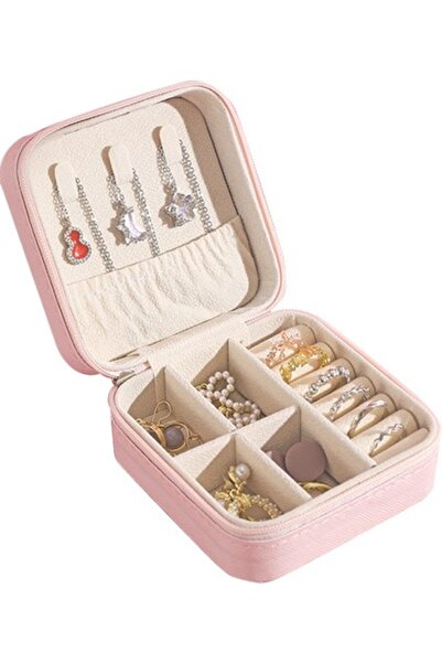 Buldug صندوق تخزين المجوهرات المحمول متعدد الوظائف - وردي